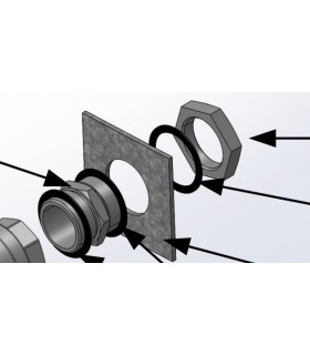 Installation instructions for fixing the pass-through to a SANERGRID tank